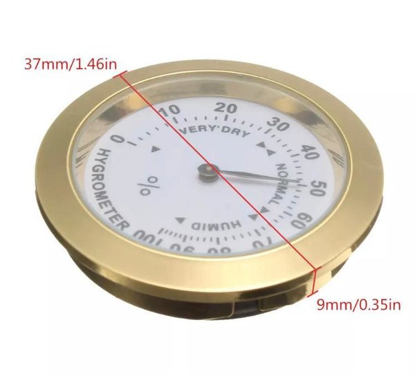 Hygrometer analoog, klein, goudkleurig en compact