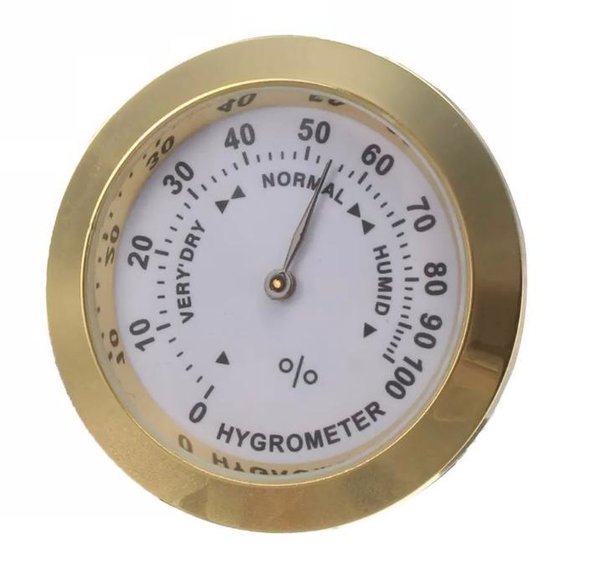 Hygrometer analoog, klein, goudkleurig en compact