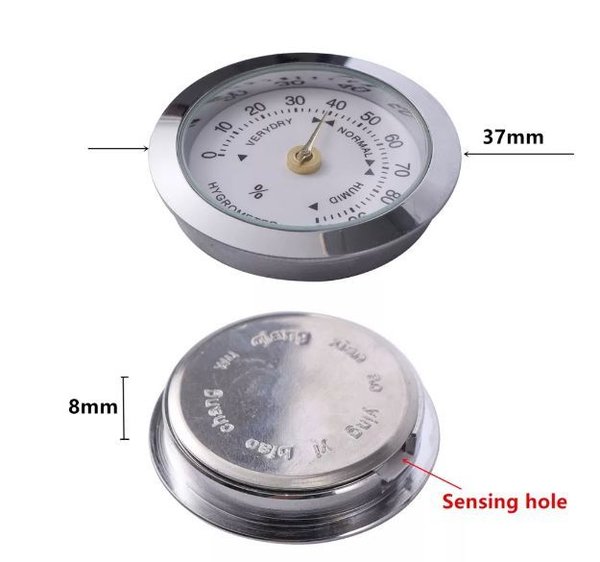 Hygrometer analoog, klein, zilverkleurig en compact