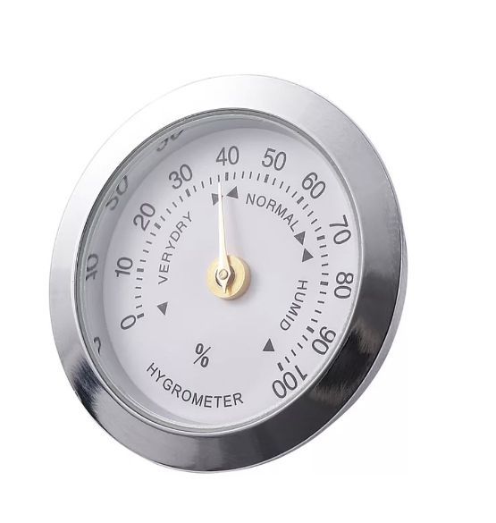 Hygrometer analoog, klein, zilverkleurig en compact